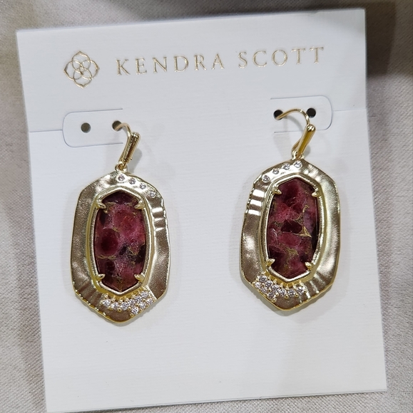 Kendra Scott Anna Maroon Jade Drop Earrings NWT - Picture 4 of 11